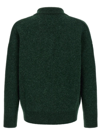 Polo Shirt by Ami Paris for men in polyamide leather & alpaca wool bicolour, green & signature showcases a enviable silhouette, featuring a refined and for a enviable finish.