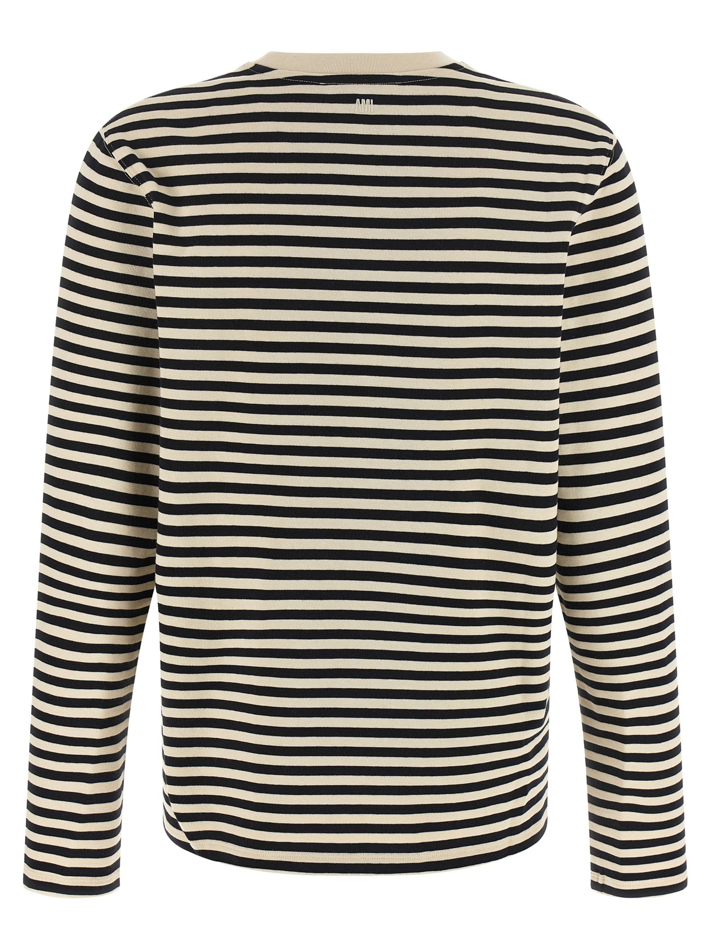 Activewear T-Shirt by Ami Paris for women in organic cotton bicolour, black, white & striped features a sporty silhouette with and , showcasing innovative for a sporty finish.