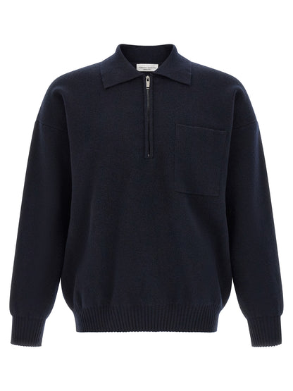 This Polo Shirt by Roberto Collina for men in merino wool navy & silver presents a flawless silhouette, showcasing flawless detailing and a refined for a truly flawless aesthetic.