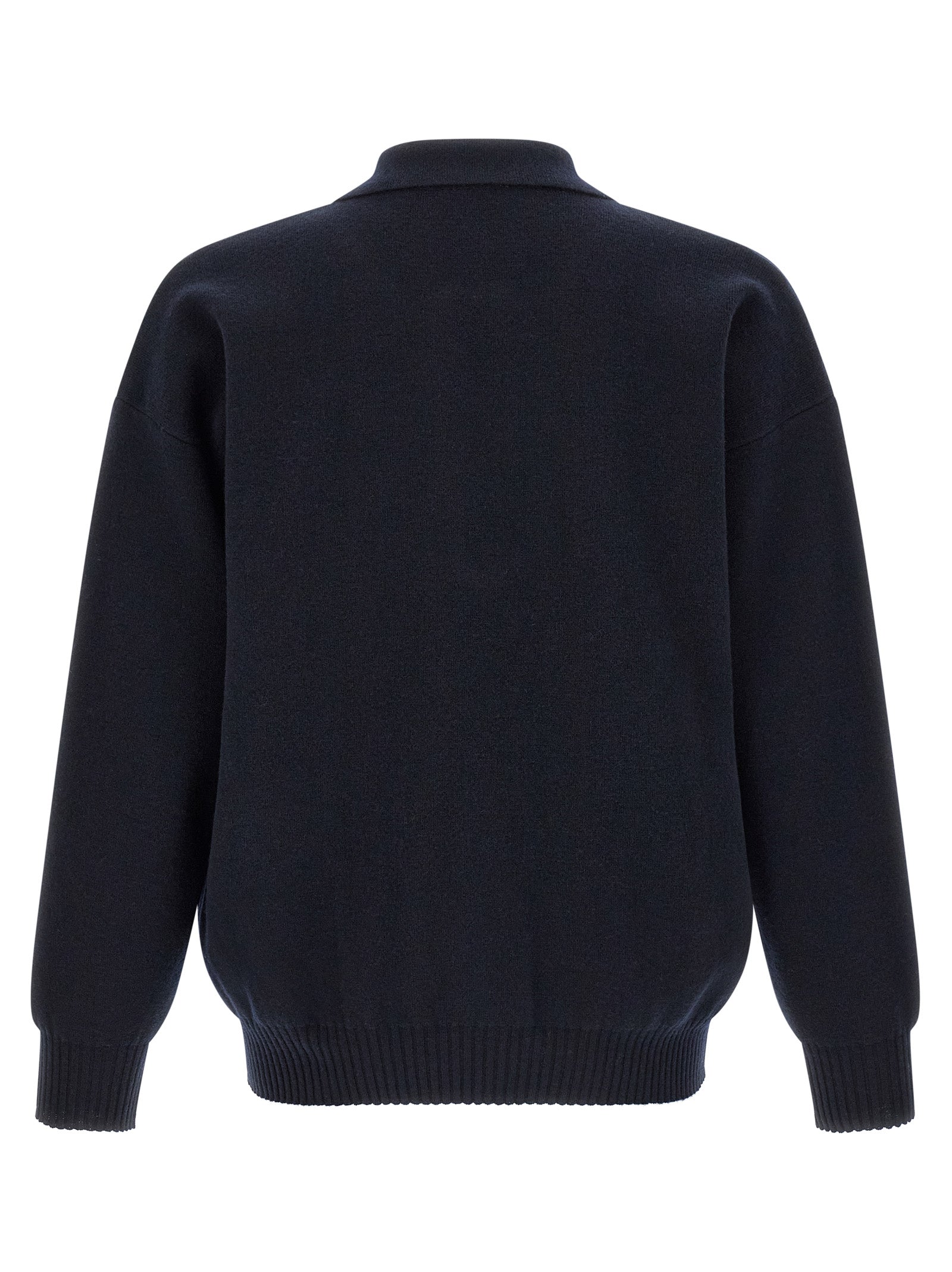 Polo Shirt by Roberto Collina for men in merino wool navy & silver showcases a sharp silhouette, detailed with a refined and sharp for a sophisticated finish.