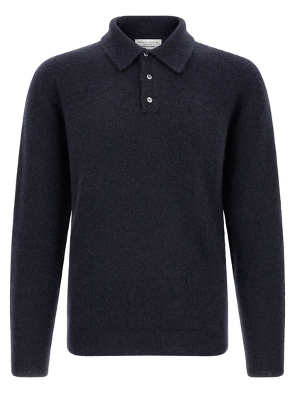 Polo Shirt by Roberto Collina for men in silk cashmere & polyester navy presents a crisp silhouette, artfully detailed with a crisp and crisp .