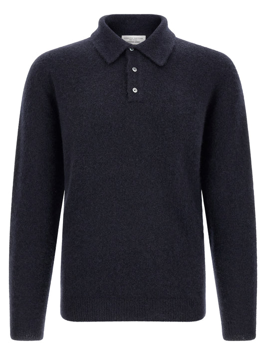 Polo Shirt by Roberto Collina for men in silk cashmere & polyester navy presents a crisp silhouette, artfully detailed with a crisp and crisp .