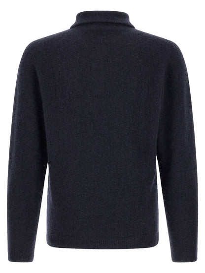 Polo Shirt by Roberto Collina for men in silk cashmere & polyester navy features a eye catching silhouette, showcasing a refined and for a eye catching finish.