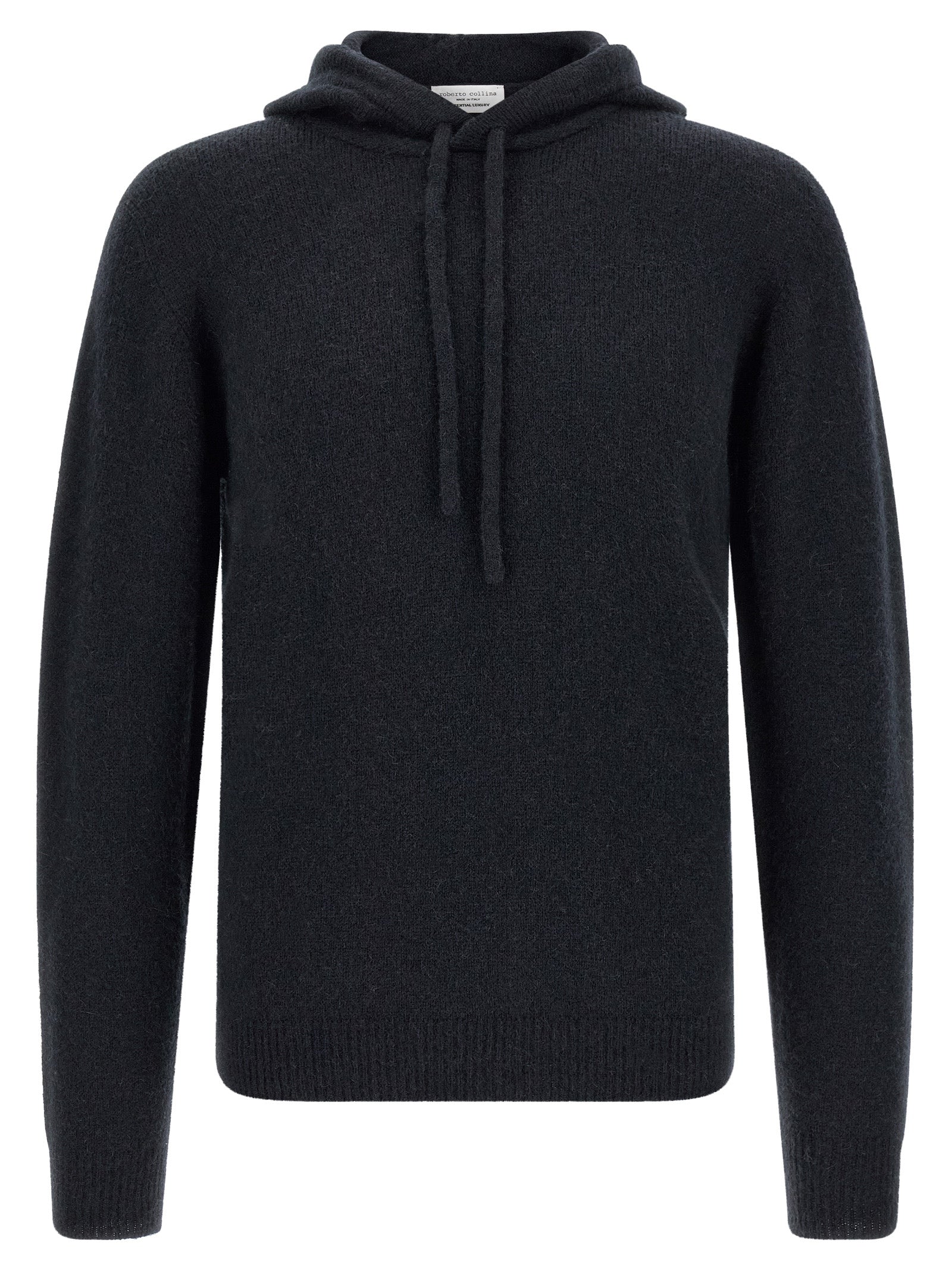 Hooded Cardigan by Roberto Collina for men in polyamide wool blue & camel features an crisp silhouette, showcasing a sophisticated hooded neckline and detail for a truly crisp finish.