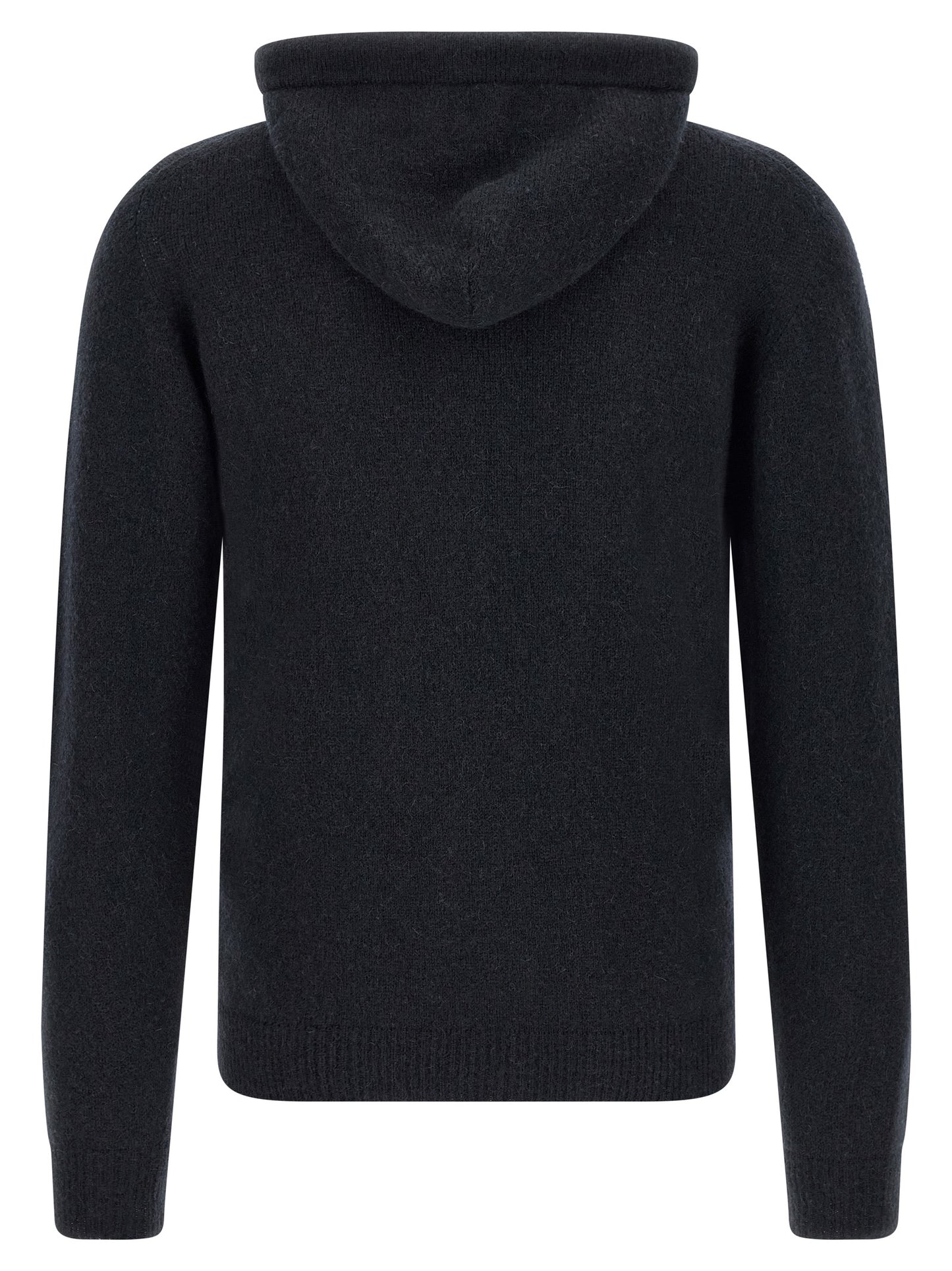 Hooded Cardigan by Roberto Collina for men in polyamide wool blue & camel features a dramatic silhouette, showcasing a sophisticated hooded neckline and dramatic detail for a timeless, premium look.