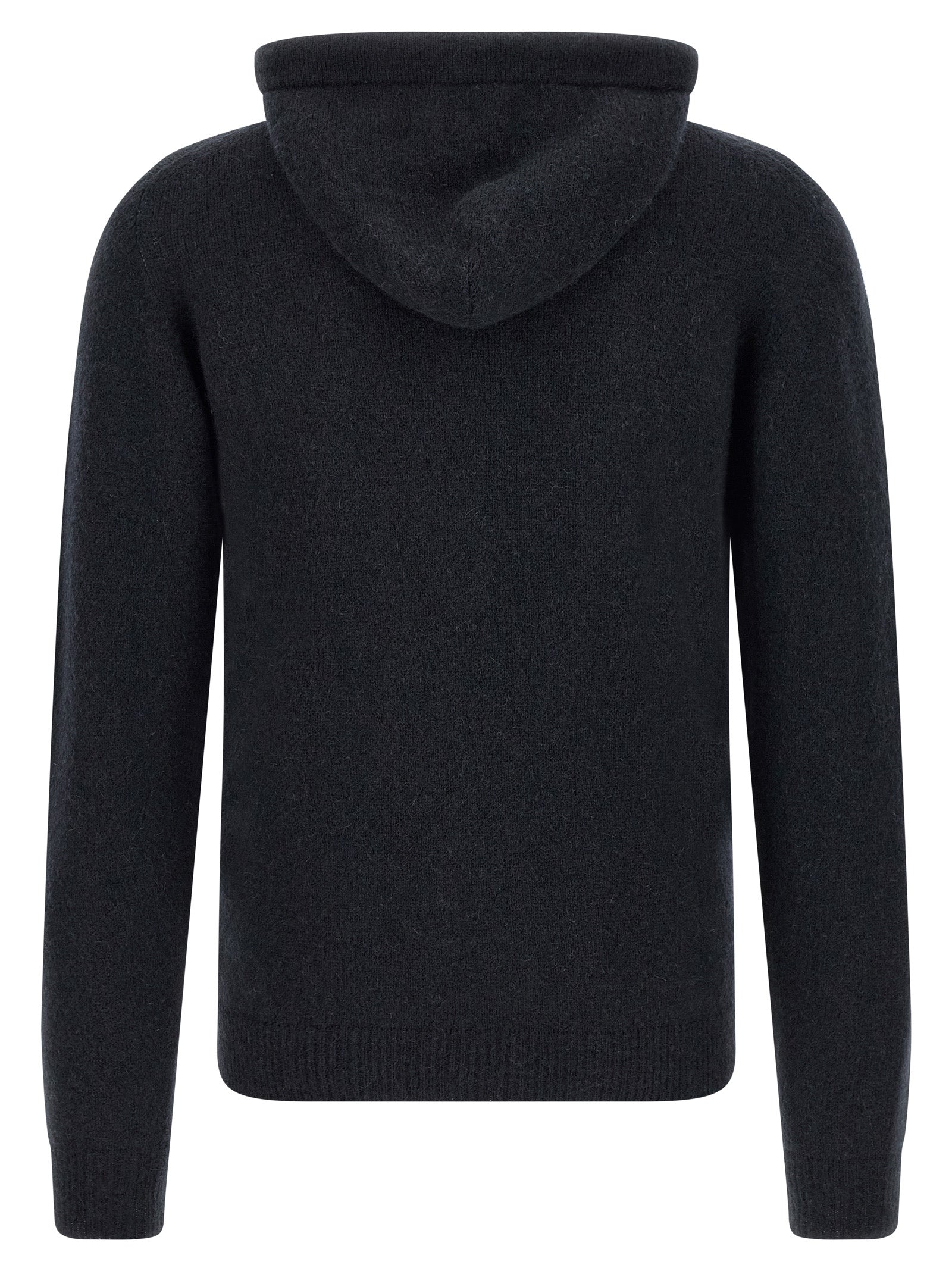 Hooded Cardigan by Roberto Collina for men in polyamide wool blue & camel features a dramatic silhouette, showcasing a sophisticated hooded neckline and dramatic detail for a timeless, premium look.