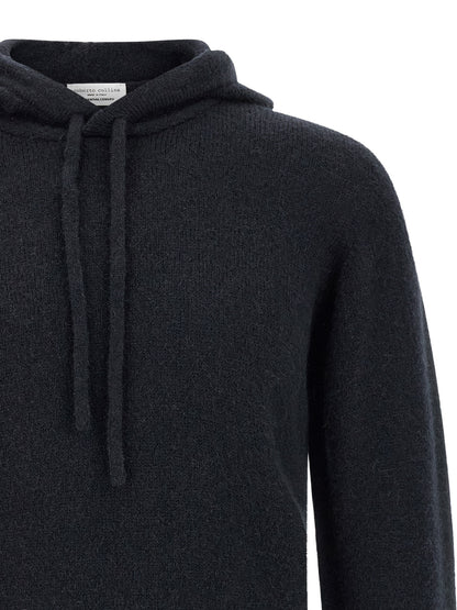 Hooded Cardigan by Roberto Collina for men in polyamide wool blue & camel features an impeccable silhouette, showcasing a sophisticated hooded neckline and detail for a truly impeccable finish.