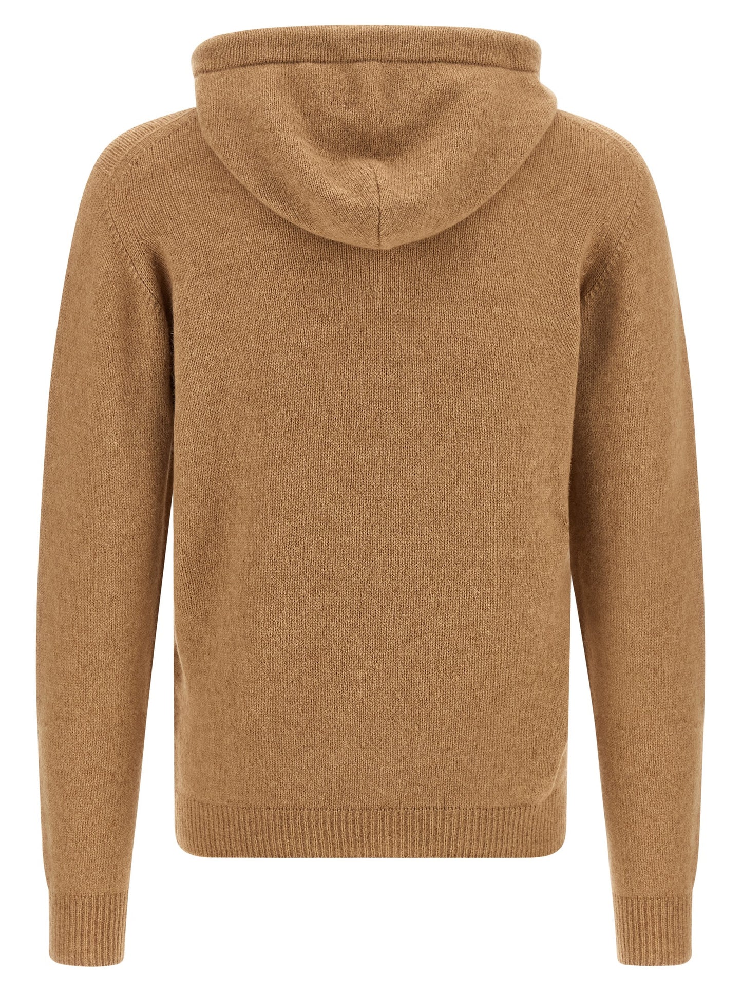 Hooded Cardigan by Roberto Collina for men in polyamide wool beige & camel features a nuanced silhouette with a refined hooded neckline and nuanced detailing for a sophisticated look.