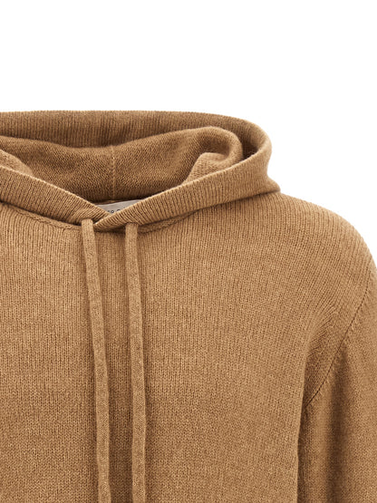 Hooded Cardigan by Roberto Collina for men in polyamide wool beige & camel showcases a luxurious silhouette, meticulously detailed with a sophisticated hooded neckline and for a refined finish.