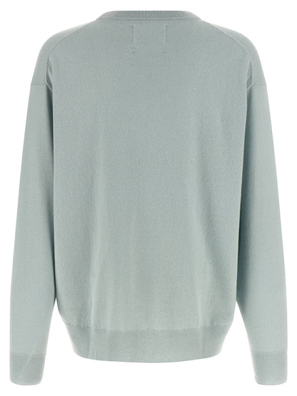 Cardigan by Extreme Cashmere for men in cashmere light-blue & striped showcases a captivating silhouette, artfully detailed with a captivating and crew neckline for a truly sophisticated captivating look.