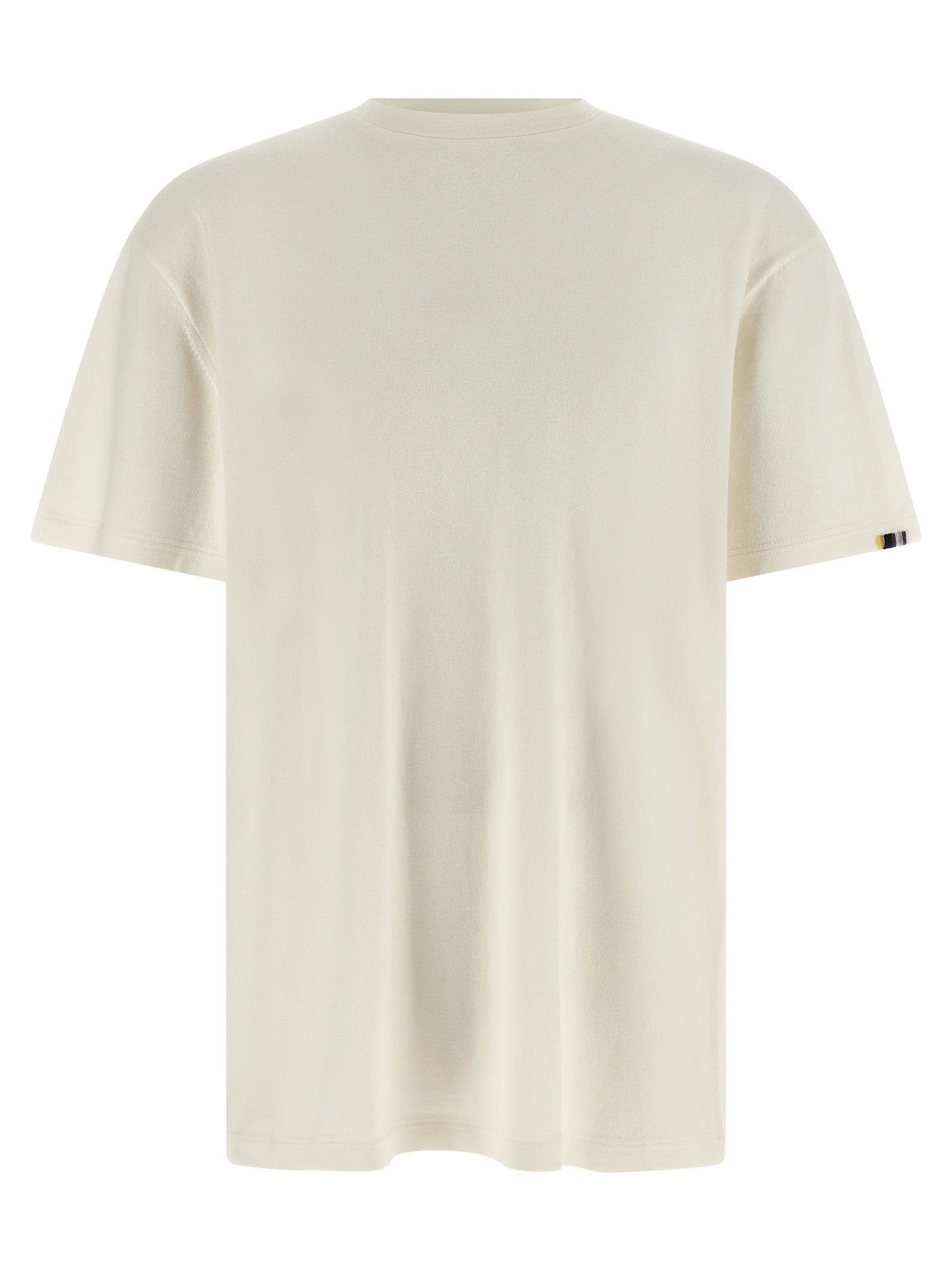 T-Shirt by Extreme Cashmere for men in cotton & cashmere natural & white showcases a fashionable silhouette, elegantly detailed with a fashionable and round neckline for a sophisticated, high-fashion look.
