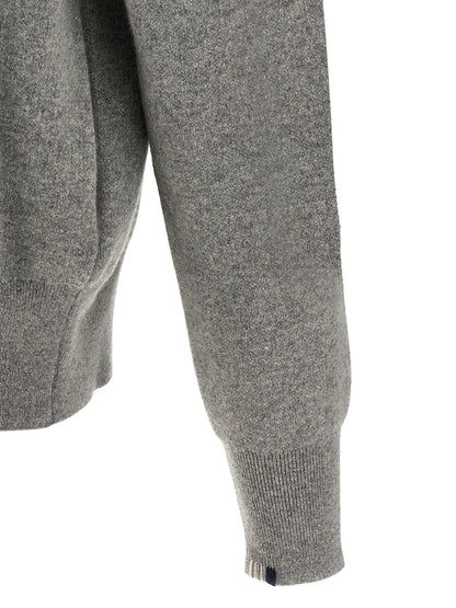 Cardigan by Extreme Cashmere for men in cashmere gray & striped presents a textural silhouette, artfully finished with a textural and for a sophisticated, textural look.