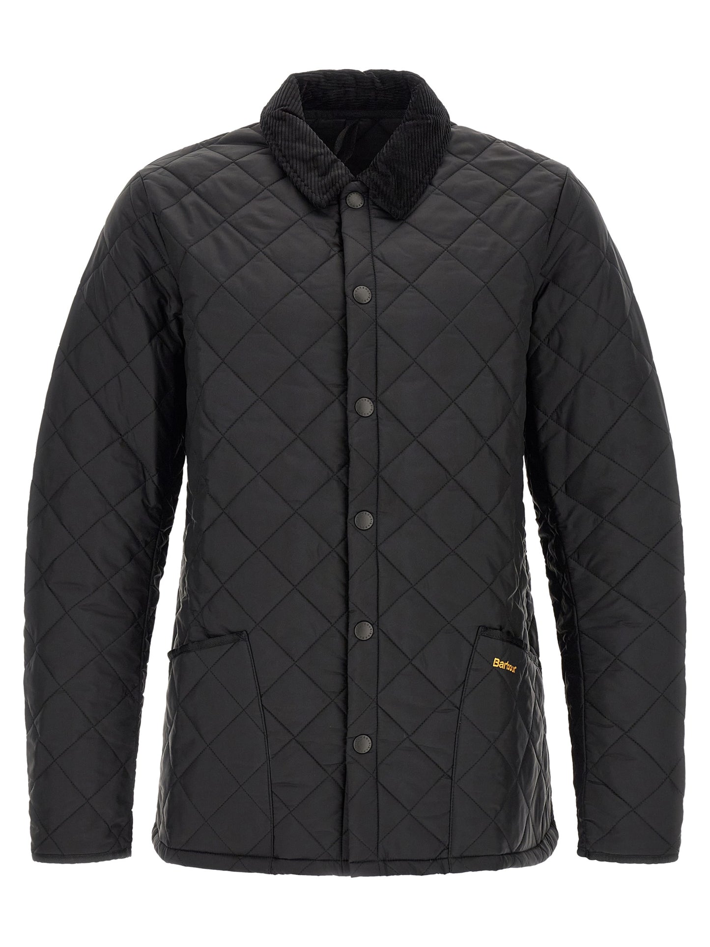 Jacket by Barbour for men in nylon corduroy black presents a authentic silhouette, artfully detailed with a authentic and functional pockets for a premium authentic finish.