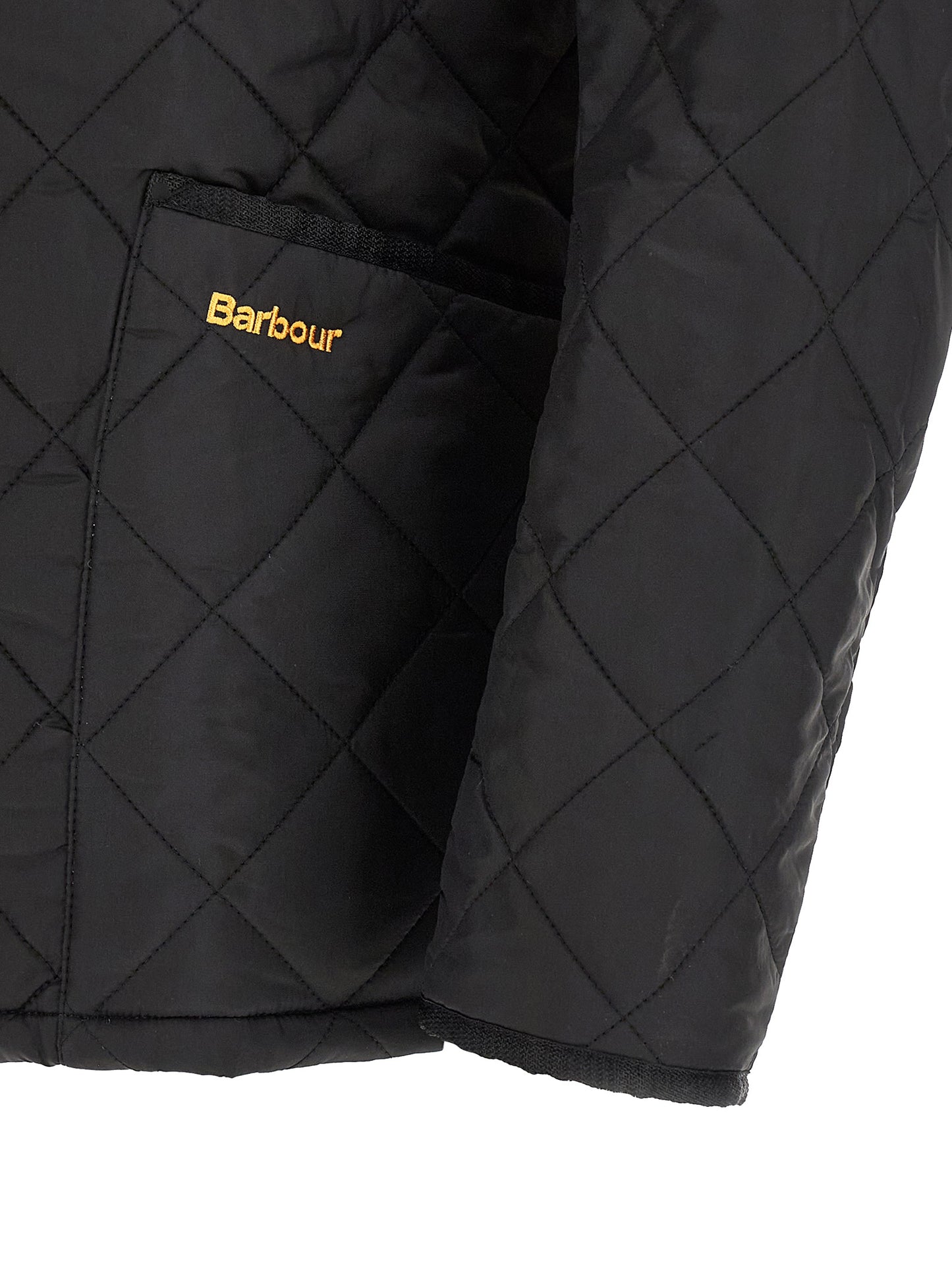 Jacket by Barbour for men in nylon corduroy black presents a impeccable silhouette, showcasing distinct pockets and a impeccable for a sophisticated finish.