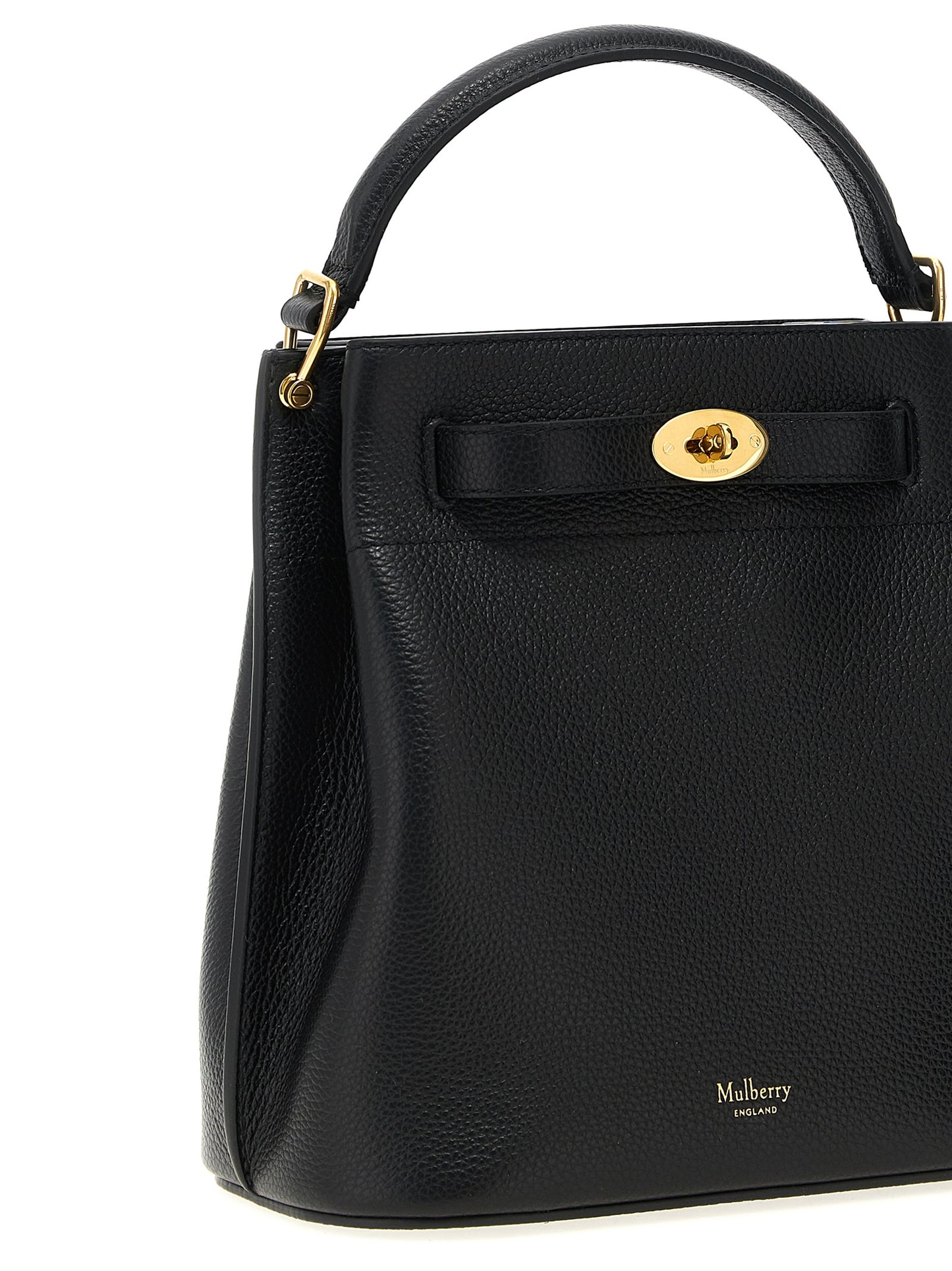 Large Crossbody Bucket Handbag by Mulberry for women in calfskin leather black features a transformative elegance silhouette, showcasing a secure , organized , and versatile crossbody-strap, shoulder-strap, adjustable-strap, belt-strap & handle for a transformative elegance look.