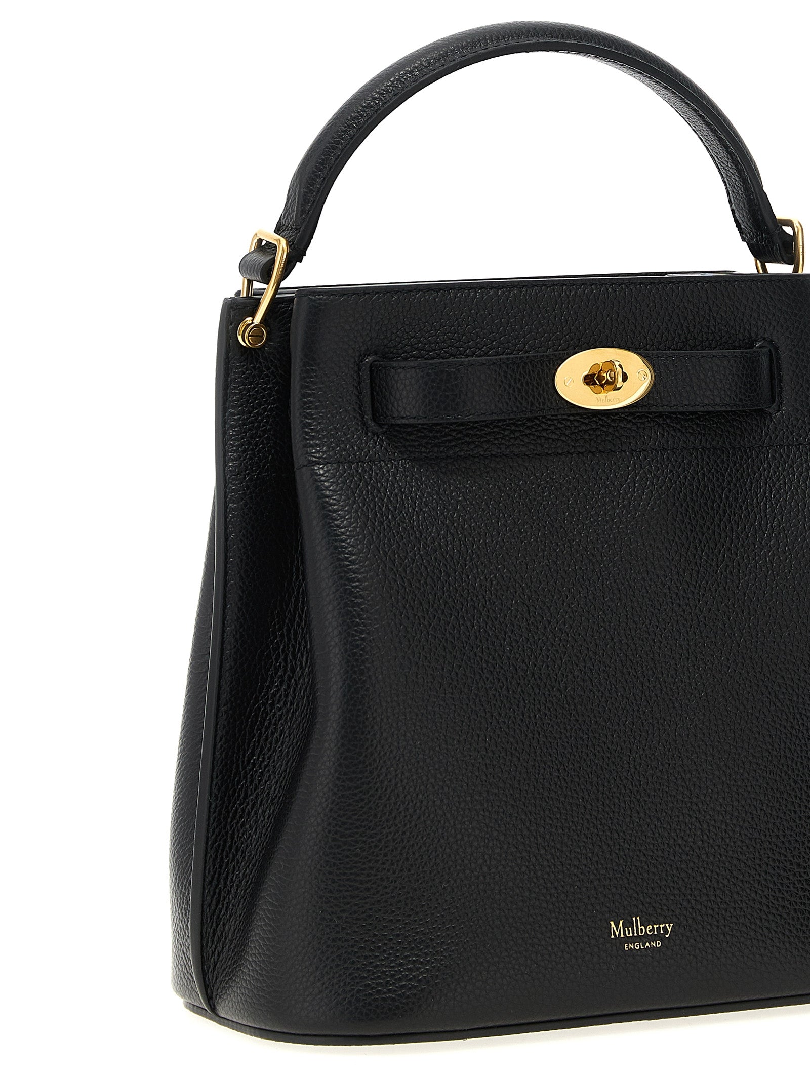 Large Crossbody Bucket Handbag by Mulberry for women in calfskin leather black features a transformative elegance silhouette, showcasing a secure , organized , and versatile crossbody-strap, shoulder-strap, adjustable-strap, belt-strap & handle for a transformative elegance look.