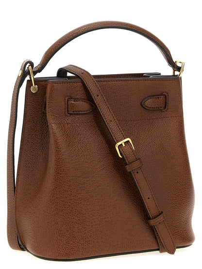 Crossbody Bucket Handbag by Mulberry for women in calfskin leather brown features a multifaceted silhouette, showcasing a secure and multifaceted with versatile crossbody-strap, shoulder-strap, adjustable-strap, belt-strap & handle for multifaceted style.