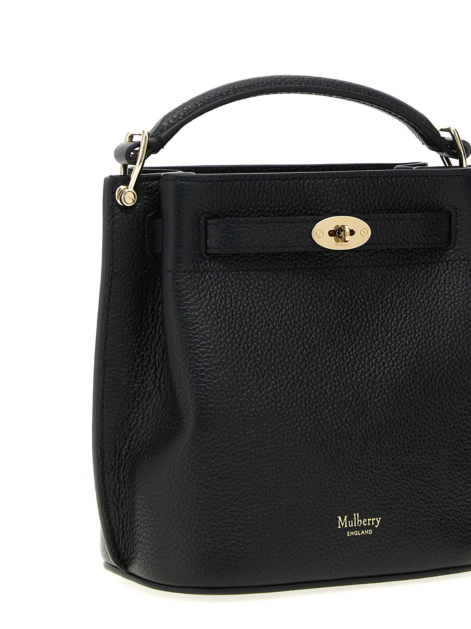 Large Crossbody Bucket Handbag by Mulberry for women in calfskin leather black features a transformative elegance silhouette, showcasing a secure , organized , and versatile crossbody-strap, shoulder-strap, adjustable-strap, belt-strap & handle for a transformative elegance look.