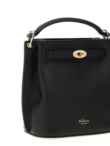 Large Crossbody Bucket Handbag by Mulberry for women in calfskin leather black features a transformative elegance silhouette, showcasing a secure , organized , and versatile crossbody-strap, shoulder-strap, adjustable-strap, belt-strap & handle for a transformative elegance look.