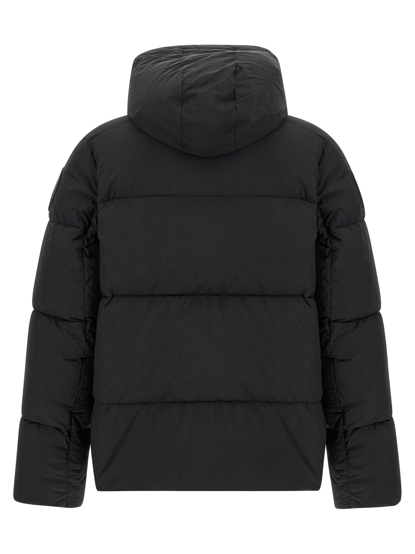 Hooded Overcoat by Canada Goose for men in polyamide & goose-down black features a cosy chic silhouette, artfully detailed with a sophisticated hooded high-neck neckline and premium windproof, hooded & insulated for a cosy chic finish.