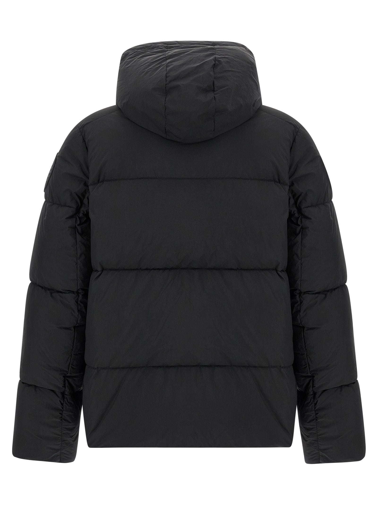 Hooded Overcoat by Canada Goose for men in polyamide & goose-down black features a cosy chic silhouette, artfully detailed with a sophisticated hooded high-neck neckline and premium windproof, hooded & insulated for a cosy chic finish.