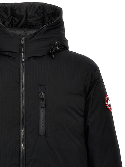 Hooded Windbreaker Jacket by Canada Goose for men in nylon & polyester black features an enduring silhouette, showcasing technical windproof, pockets, hooded & insulated and a sophisticated hooded neckline for a truly enduring aesthetic.