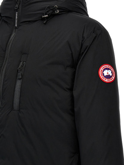 Hooded Windbreaker Jacket by Canada Goose for men in nylon & polyester black features an stylish silhouette, showcasing a sophisticated and performance-driven windproof, pockets, hooded & insulated for a premium, stylish look.
