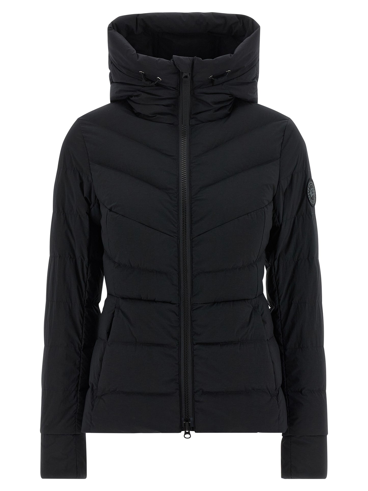 Hooded Puffer Jacket by Canada Goose for women in polyamide & feathers black features an on trend silhouette, showcasing refined pockets, hooded & insulated and a sophisticated hooded high-neck neckline for a truly on trend finish.
