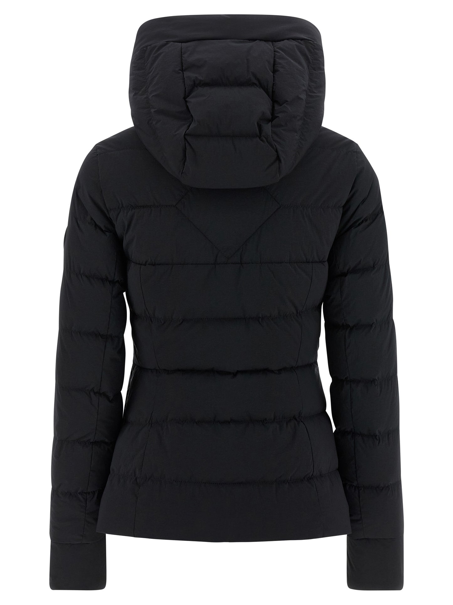 Hooded Puffer Jacket by Canada Goose for women in polyamide & feathers black showcases a bohemian silhouette, artfully detailed with a bohemian hooded high-neck neckline and signature pockets, hooded & insulated for a truly bohemian finish.