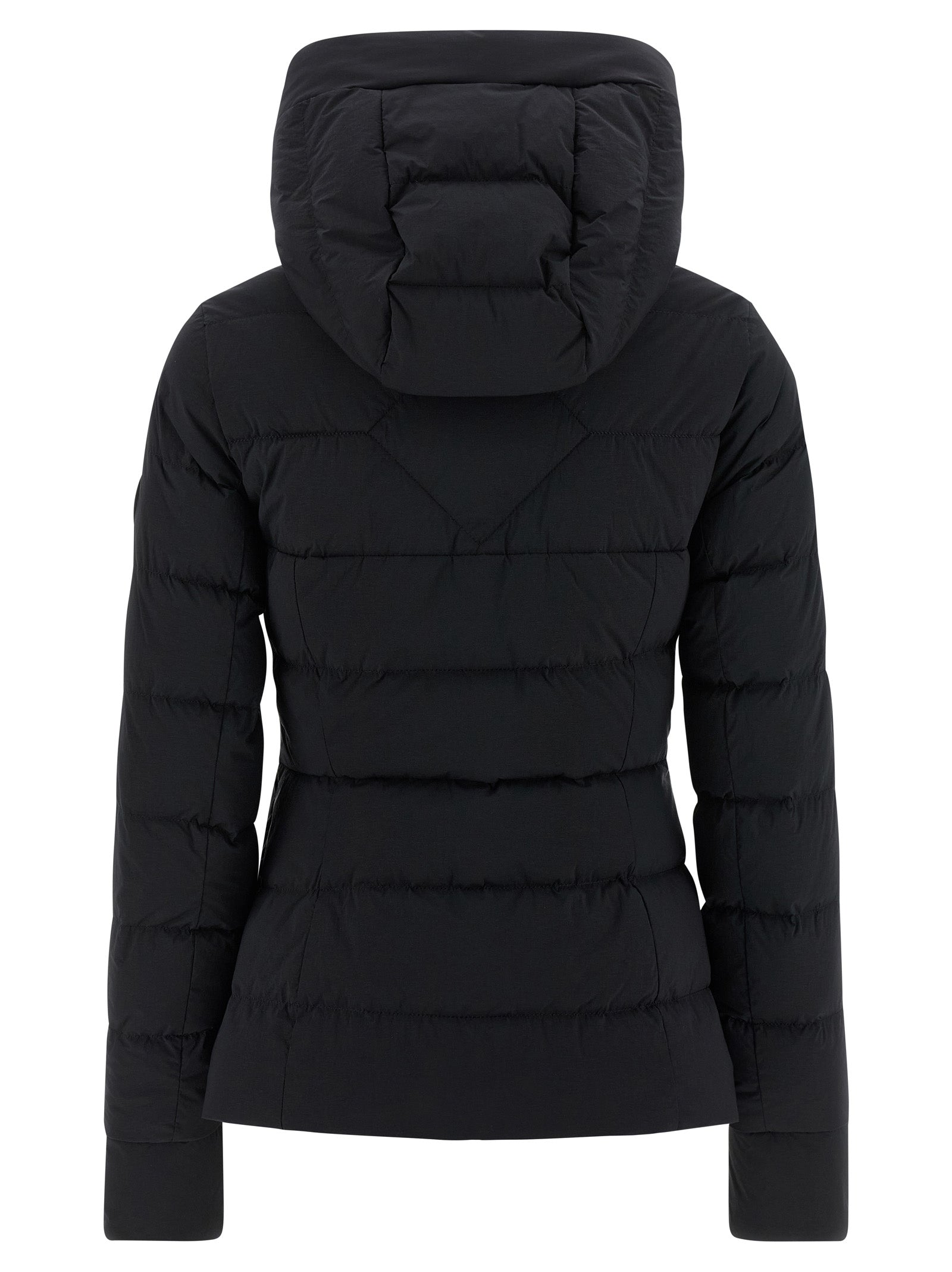 Hooded Puffer Jacket by Canada Goose for women in polyamide & feathers black showcases a bohemian silhouette, artfully detailed with a bohemian hooded high-neck neckline and signature pockets, hooded & insulated for a truly bohemian finish.