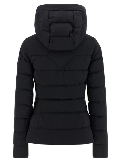 Hooded Puffer Jacket by Canada Goose for women in polyamide & feathers black showcases a bohemian silhouette, artfully detailed with a bohemian hooded high-neck neckline and signature pockets, hooded & insulated for a truly bohemian finish.