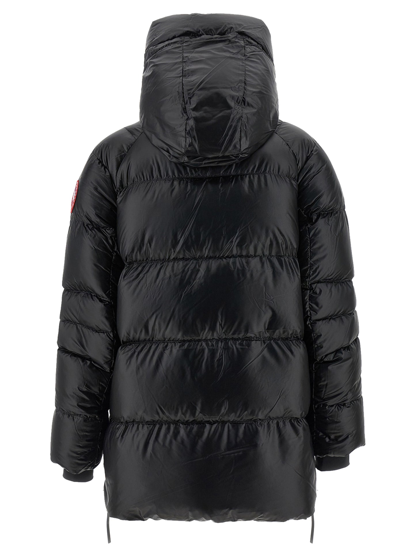 Hooded Overcoat by Canada Goose for women in polyamide black features a contemporary silhouette showcasing a contemporary hooded high-neck neckline and refined windproof & hooded for a sophisticated finish.