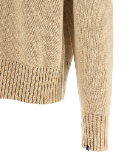 Cardigan by Extreme Cashmere for men in cashmere beige, signature & striped showcases a captivating silhouette, artfully detailed with a captivating and for a truly sophisticated captivating look.