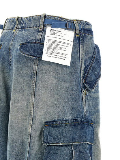 Cargo Pants by R13 for women in denim cotton blue features a architectural wide & oversized with a architectural long and architectural .