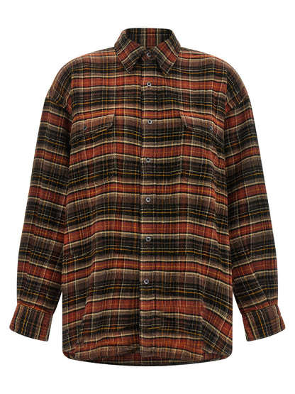 Blouse by R13 for women in cotton brown, dark-gray, multicolor & patterned showcases a sharp silhouette, elegantly detailed with a sharp and sharp .