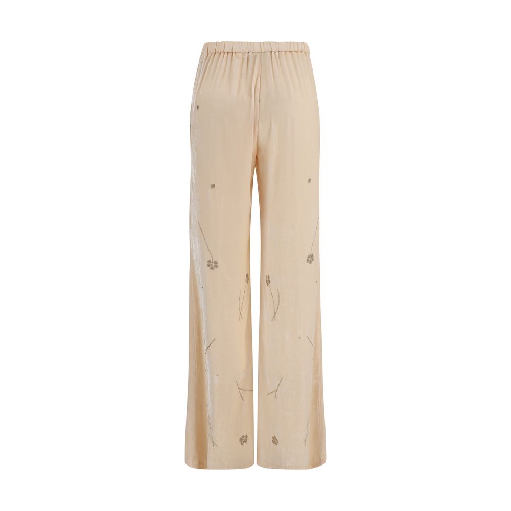 Trousers by Forte_Forte for women in polyamide viscose silk & crystal multicolor & floral features a tailored silhouette with a tailored flared & regular-fit, defined by its long and a sophisticated .
