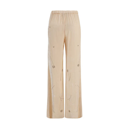 Trousers by Forte_Forte for women in polyamide viscose silk & crystal multicolor & floral features a tailored silhouette with a tailored flared & regular-fit, defined by its long and a sophisticated .