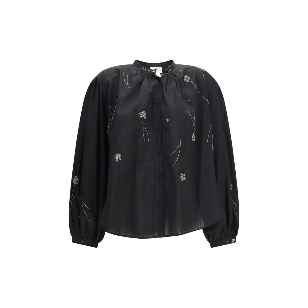 Shirt by Forte_Forte for women in cotton silk & glass black, silver, patterned & floral features an polished silhouette, showcasing a sophisticated and detail for a truly polished finish.