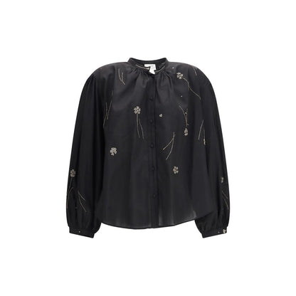 Shirt by Forte_Forte for women in cotton silk & glass black, silver, patterned & floral features an polished silhouette, showcasing a sophisticated and detail for a truly polished finish.