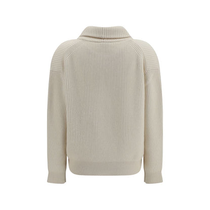 Cardigan by Forte_Forte for women in cashmere wool & capra leather white showcases a captivating silhouette, artfully detailed with a captivating and shawl-collar neckline for a truly sophisticated captivating look.