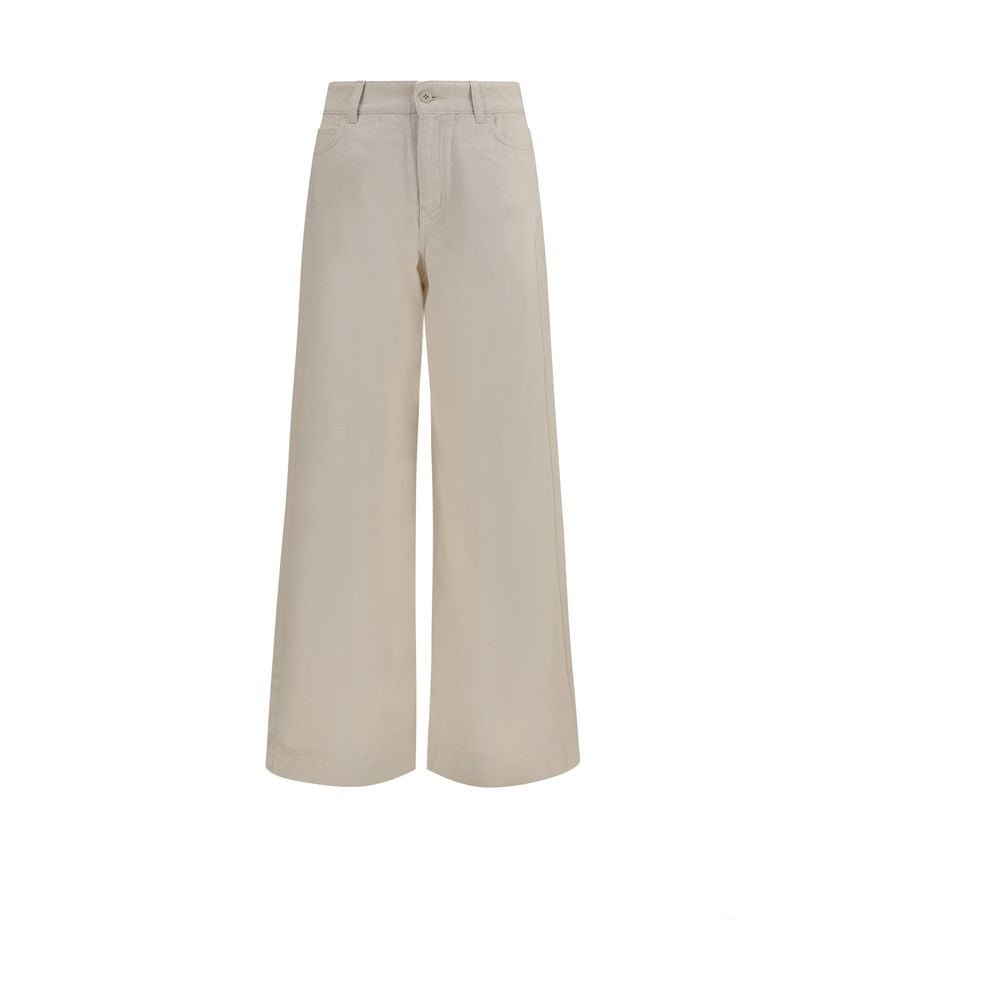 Trousers by Max Mara for women in denim cotton white features a tailored silhouette with a tailored regular-fit & wide, defined by its long and a sophisticated .