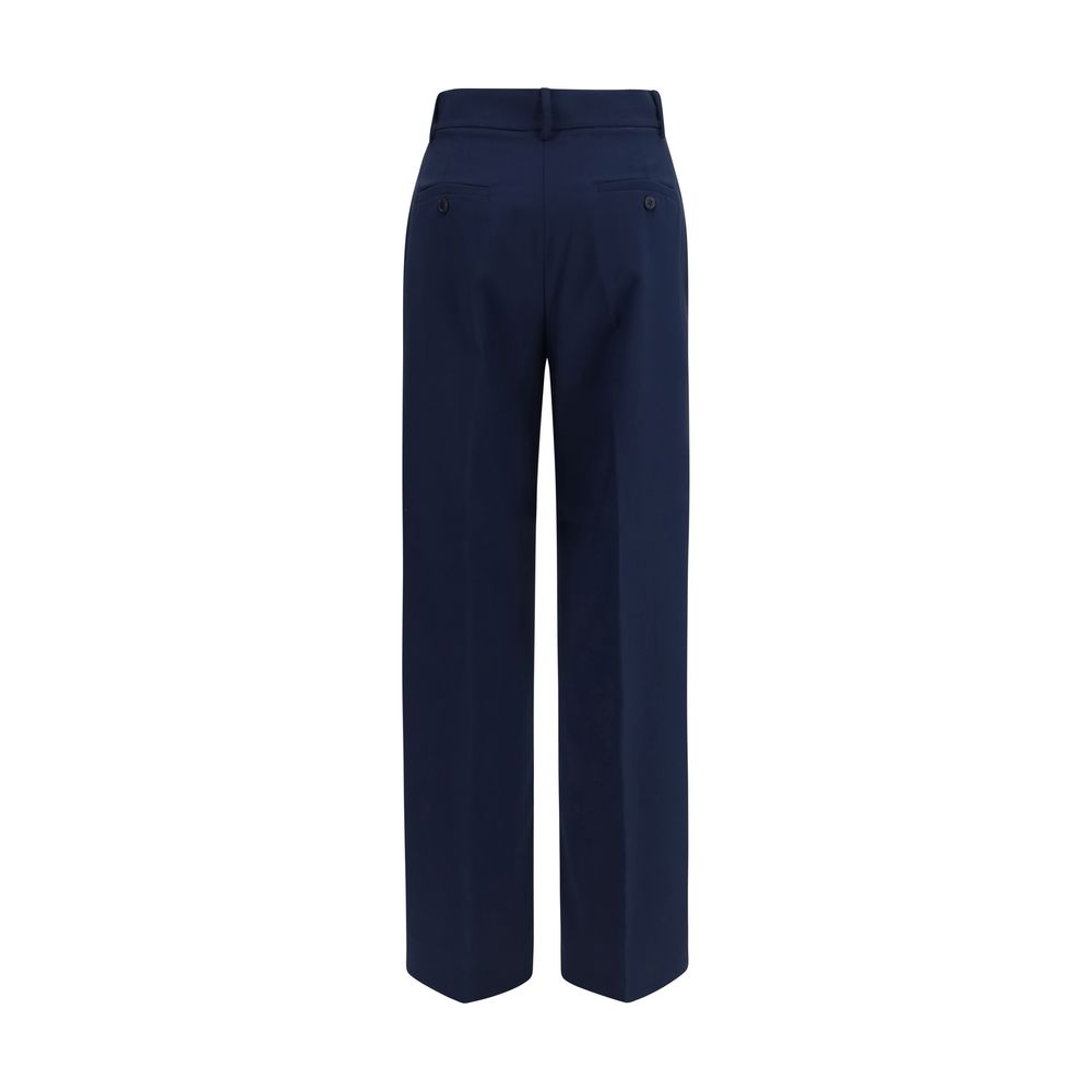 Palazzo Pants by Max Mara for women in wool canvas blue features an refined tailoring silhouette, showcasing a premium straight, regular-fit & wide with a high rise and long cut for a refined tailoring look.