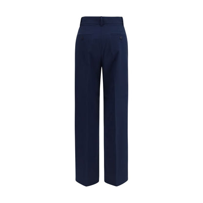 Palazzo Pants by Max Mara for women in wool canvas blue features an refined tailoring silhouette, showcasing a premium straight, regular-fit & wide with a high rise and long cut for a refined tailoring look.