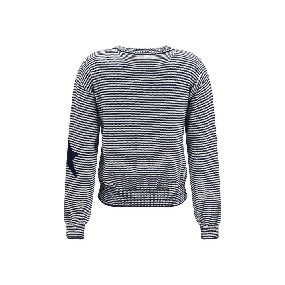 Cardigan by Max Mara for women in cotton polyester blue & pearl showcases a captivating silhouette, artfully detailed with a captivating and crew neckline for a truly sophisticated captivating look.