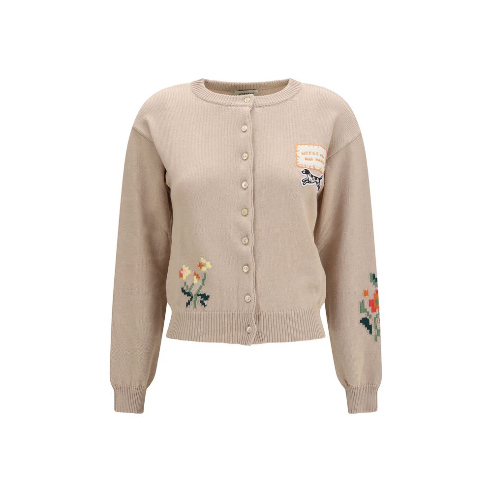 Cardigan by Max Mara for women in cotton polyester beige & pearl features an impeccable silhouette, showcasing a sophisticated crew neckline and detail for a truly impeccable finish.