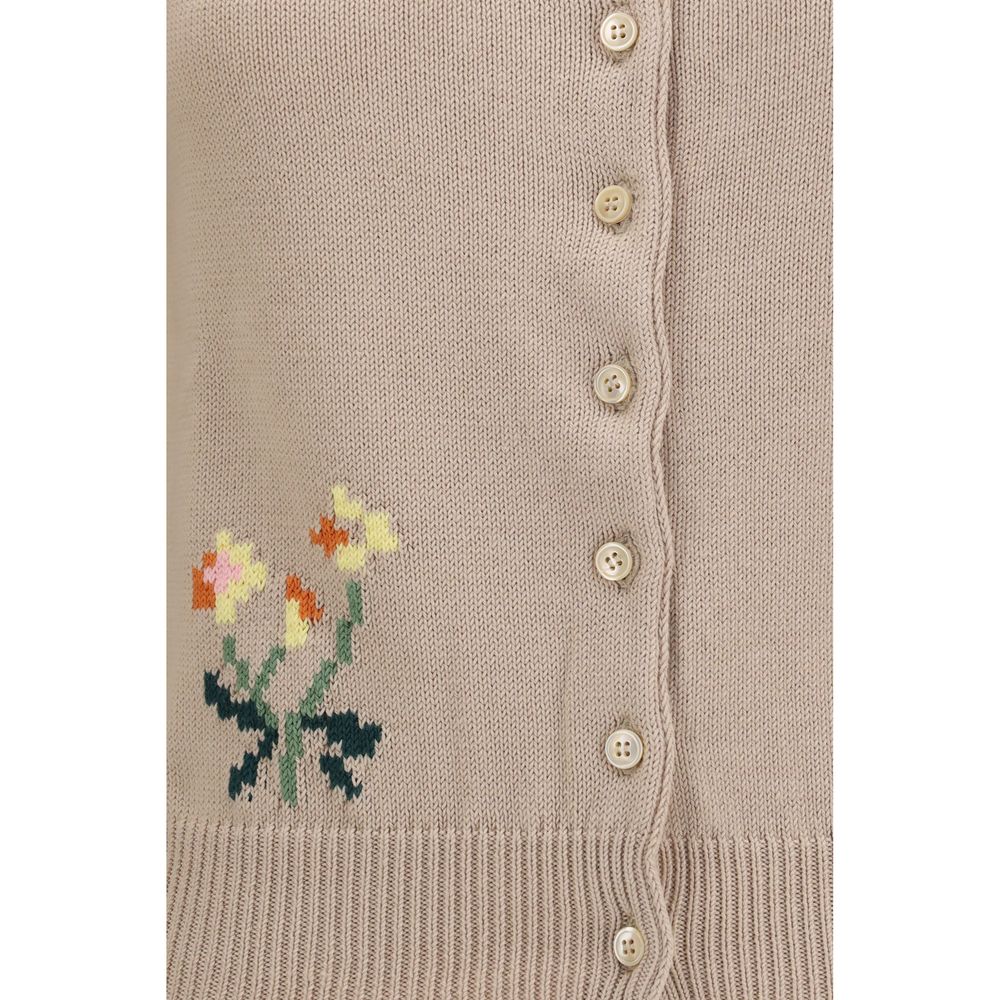 Cardigan by Max Mara for women in cotton polyester beige & pearl showcases a luxurious silhouette, meticulously detailed with a sophisticated crew neckline and for a refined finish.