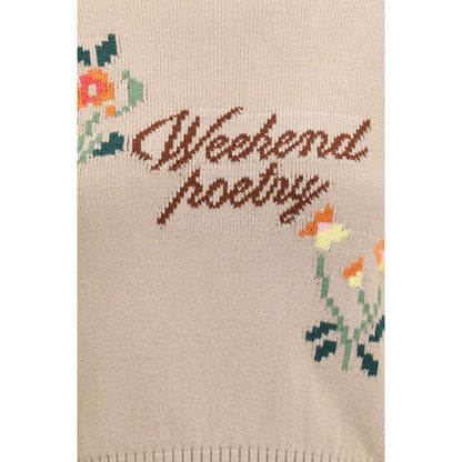 Sweatshirt by Max Mara for women in cotton polyester beige features an provocated silhouette, detailed with a provocated and a refined crew neckline for a sophisticated aesthetic.