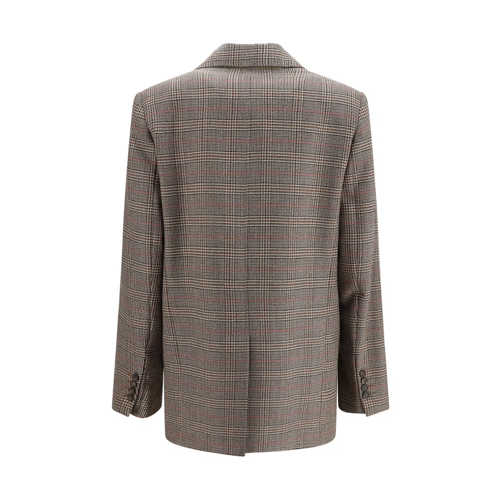 Blazer by Max Mara for women in wool brown, patterned & checked showcases a polished silhouette, highlighted by a refined single-breasted neckline and polished for a sophisticated finish.