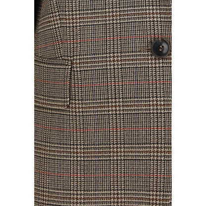Blazer by Max Mara for women in wool brown, patterned & checked showcases a polished silhouette, highlighted by a refined and polished for a sophisticated finish.