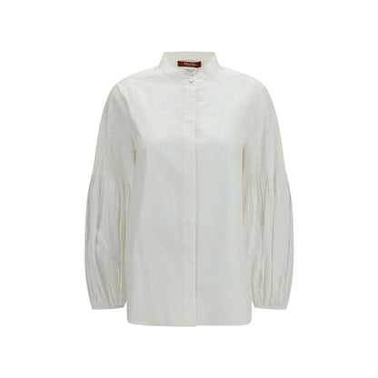 Blouse by Max Mara for women in cotton & silk natural & white features an architectural silhouette with a refined and elegant for a architectural look.